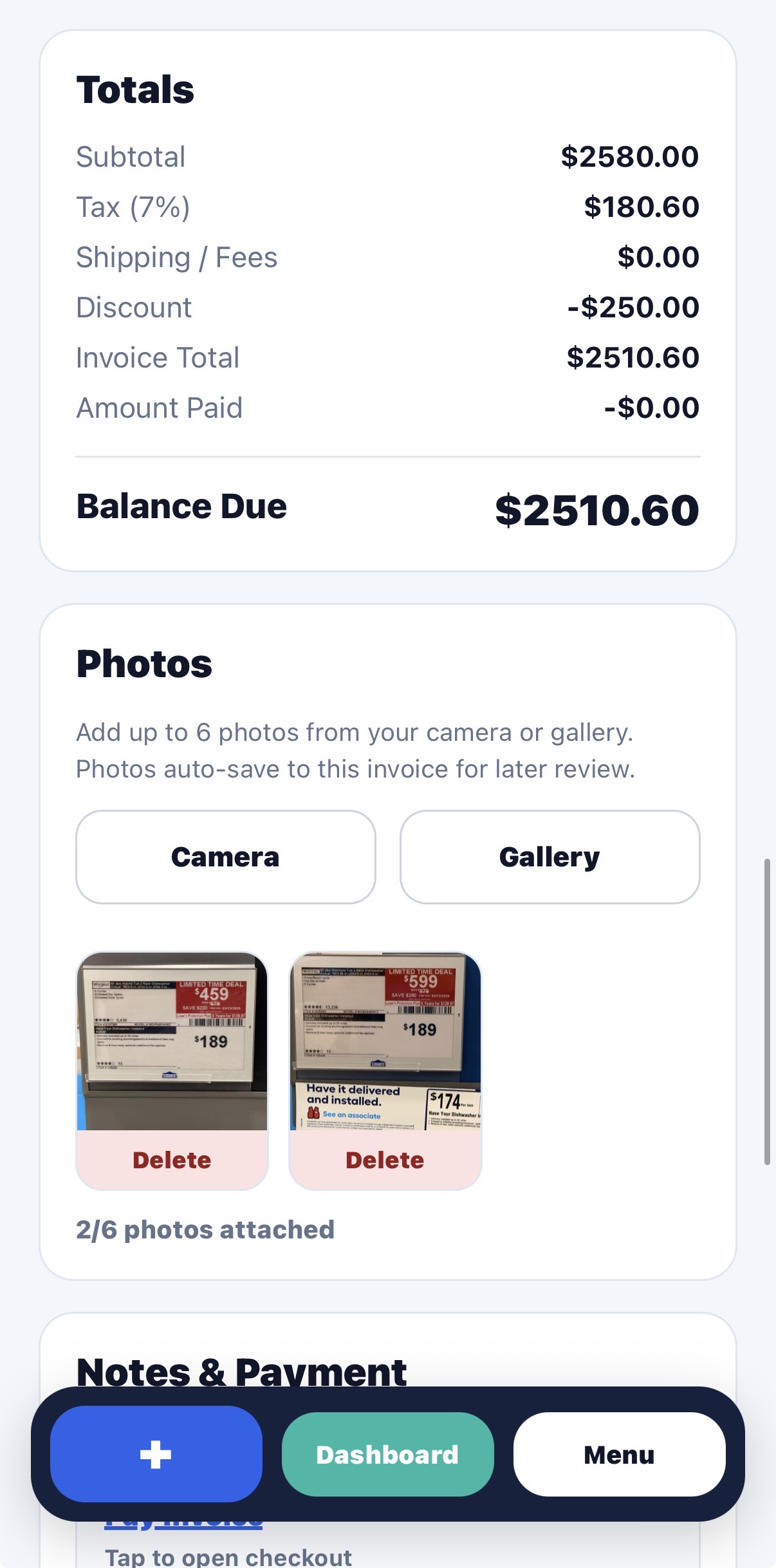 Swift Invoice add images to PDF screenshot