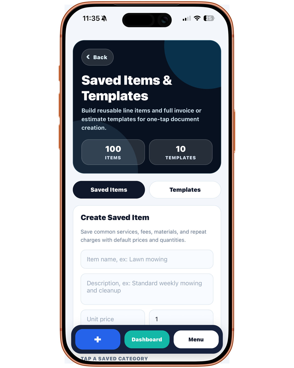 WP Labs: Invoice saved items and templates screen